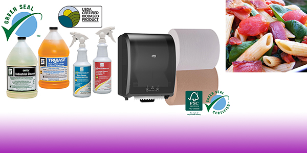 HDi Advantage Newsletter April 2024- Earth Day! Green Solutions and BioRenewables products from Spartan Chemical, recycled roll towels and controlled use dispensers, Penne Pasta with Spinach and Bacon