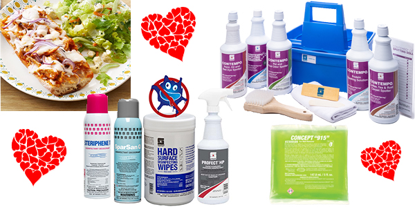 HDi Advantage February 2024- Contempo Carpet Spotting Kit, Protect Your Team with Disinfectants, Snow & Ice Melt, Concept 915 for Ice Melt Residue, Buffalo Chicken French Bread Pizzas