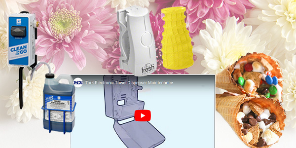 HDi Advantage Newsletter May 2023- Clean on the Go dispensing system, Eco Air passive air fresheners, video- electronic towel dispenser maintenance, campfire cones 