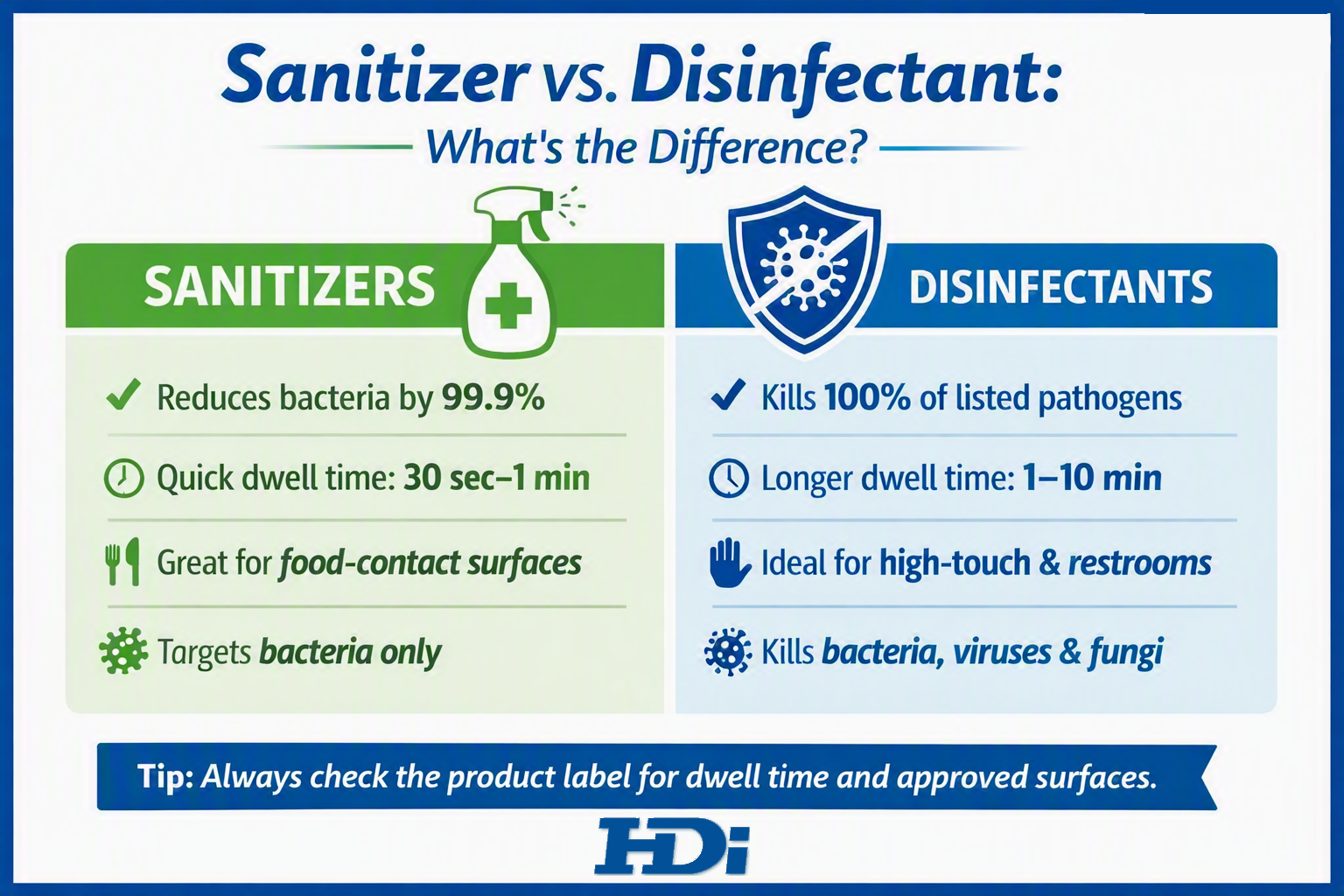 HDi Sanitizers vs Disinfectants