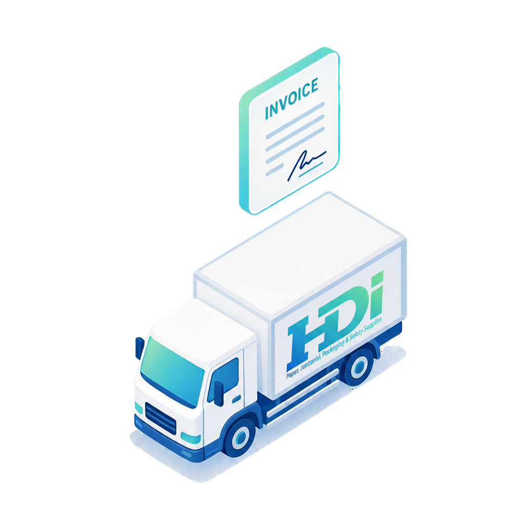 Delivery truck with signature